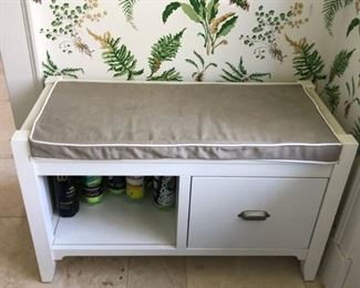 Storage bench with cushion.