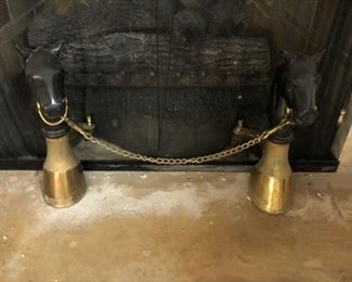 Pair of Vintage Horse/Equestrian Brass & Cast Iron Andrions. Photo 1 of 2