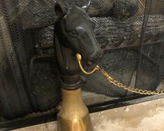 Pair of Vintage Horse/Equestrian Brass & Cast Iron Andrions. Photo 2 of 2