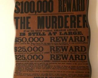 $50,000 Reward replica Western wall art.