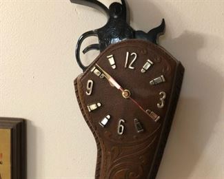 Vintage 1959 Herold Products Co. .45 Revolver Holster wall clock.