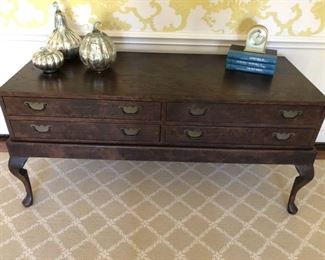 Vintage ancient oak Georgian 4-drawer low dresser. Measures 50"W x 20" D x 24" H. Photo 1 of 2.
