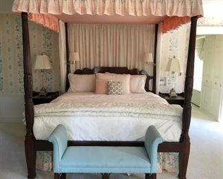 Baker Furniture Historic Charleston King-size canopy bed. King mattress and box spring set available, too.