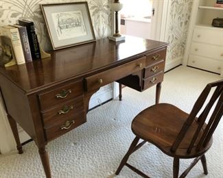 Vintage writing desk with built-in file organizer and chair. Photo 1 of 2.