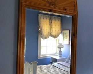 Wood mirror. Measures 28" W x 54" H.
