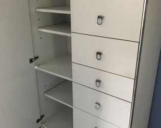 Mid-Century armoire with built-in mirror and metal drawer pulls. Measures 36" W x 18" D x 60" H. Photo 1 of 2.