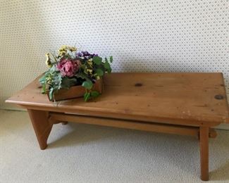 Rustic pine bench.