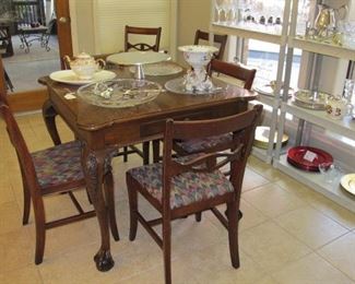 Century Game Table with 1940's Mahogany Chairs