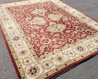 https://ctbids.com/#!/description/share/687806 Burgandy 8x10 rug. This has been in a pet friendly home but there are no stains. Its in great condition! Comes with a floor pad as well. It is very heavy!