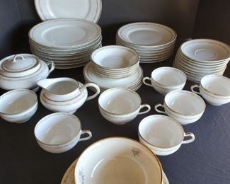 https://ctbids.com/#!/description/share/687833 Beautiful set of Haviland Limoges in Theodore pattern. Includes 9 dinner plates 9" , 7 salad plates 8", 4 bread plates, 7 teacups, 9 saucers, 6 small bowls, 1 creamer and 1 small covered dish. A couple plates do have chips, 1 teacup has a hairline crack. Also includes a Lenox Serenade bowl 5.5" and a Basset Czechoslovakia plate.