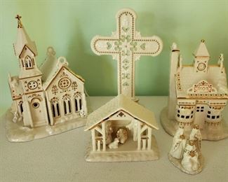 Retired Lenox Mistletoe Village with Boxes