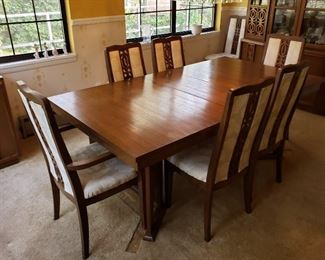 2960's Polynesian Style Mid Century Dining Table and Chairs