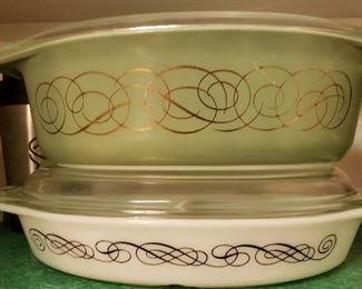 1962 Pyrex Scroll Cinderella Oval Bowls