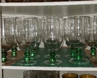 Portmeirion Iced Tea Glass Goblet Breen Ball Stem Cut. 