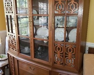 1960 Polynesian Style Mid Century China Cabinet