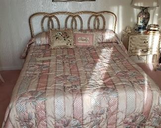 French antique bedroom set - Full. Includes bed, secretary, chair, nightstand, lingerie dresser, mirror. 
