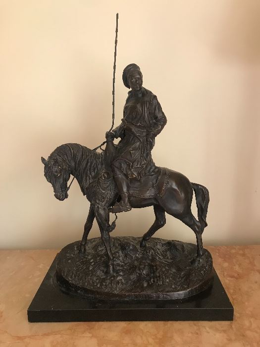 $2,000 Bronze by French sculptor Pierre-Jules Mene, 22"Hx15.5"Wx9"D.  
