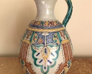 $100  Italian hand-painted jug.  Height 14", Width 9"