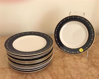 $50 Set of 12 Gorham gold and blue trim salad/dessert plates