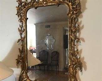 $600 Ornate gilt carved wood mirror.  47"x25"