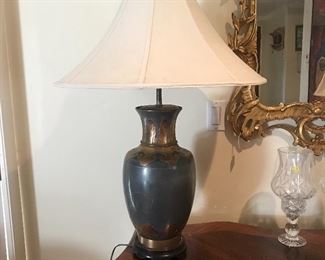 $200 Vintage mixed metals table lamp.  Height 32" including shade.  
