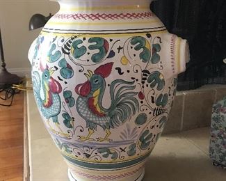 $225 Italian hand-painted ceramic urn.  Height 22"