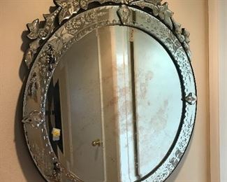$650 Old Venetian Murano etched glass mirror in excellent condition.  3'x29"