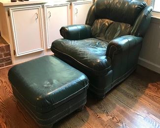 Leather chair and ottoman