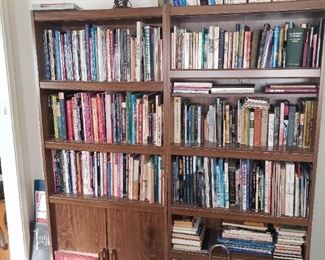 lots of airplane and military books, as well as engineering and elevator books