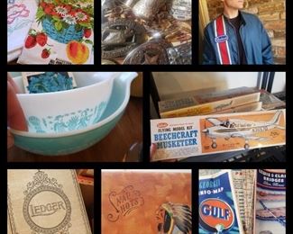 Home of engineer and small aircraft pilot, vintage clothing, many small collectibles, books, trains, airplane models, Mid-Century furniture, ephemera, tools, and so much more