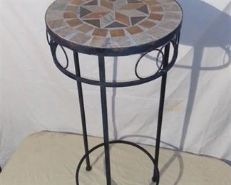 Metal Pedestal/Planter With Mosaic Top