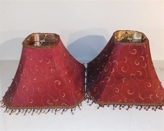 Lot of 2 Embroidered Lamp Shades with Beading