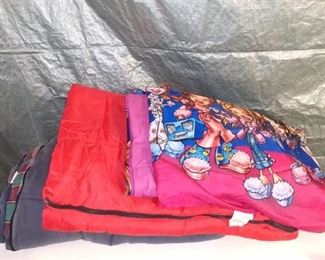 Lot of 6 Various Sleeping Bags and Blankets in Blue Tote