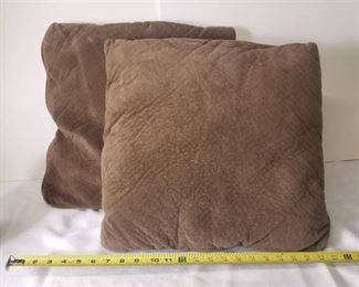 Two Brown Microfiber Pillows. In Good Condition.