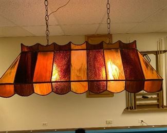 Stained glass bar/pool table hanging light; $175