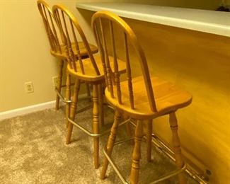 Oak Bar stools (4 total); 45" floor to top; 28.5" to top of seat); $100 for 4