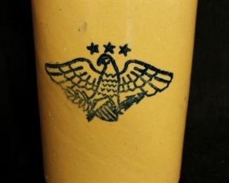 Vintage Salesman Sample Butter Churn Stoneware Crock Blue Eagle W/ Shield Stars