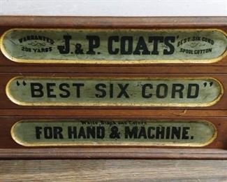 Antique J & P Coats 3 Drawer Spool Cabinet 