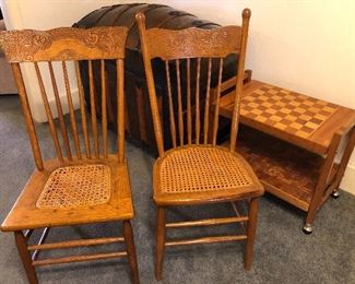 Antique Pressed Back Chairs with Cain Seats