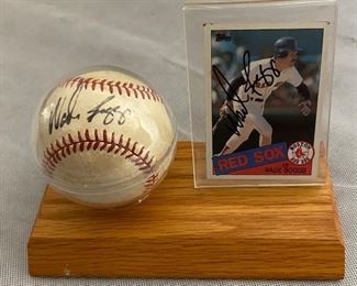 Wade Boggs autographed baseball and card