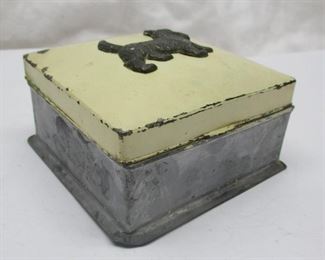 Vintage metal box with Scottie dog lid