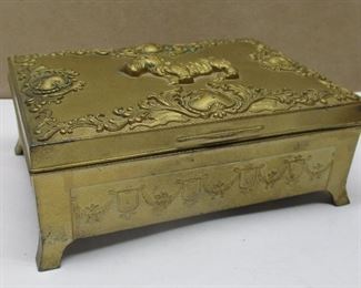 Vintage metal box with Scottie dog on lid