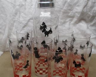Scottie Dog glass Cocktail shaker set