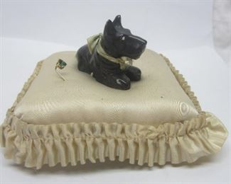 	My Lady's Boudoir Pin Cushion with Scottie Dog Figure