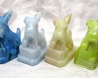 Set of six:  BOYD GLASS J.B. the Scottie Dog.  Each 3 3/4" tall.  Unsigned

