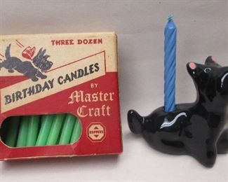 Birthday Candles And Ceramic Scottie Candle Holder

