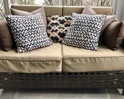 16. All Weather Woven Loveseat w/ Upholstered Cushions (55" x 32" x 34")