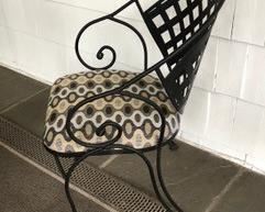 15. 4 Wrought Iron Arm Chairs w/ Upholstered Seats (24" x 24" x 33")