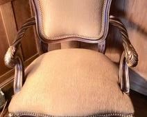 21. Hooker Carved Wood Arm Chair w/ Silk Upholstery (26" x 26" x 41")