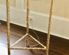 47. Brushed Gold Twig Accent Table w/ Inset Glass Top (18" x 27")